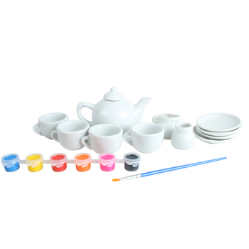 15pc Toys For Fun Porcelain DIY Paint Tea Set - Assorted