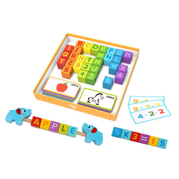 40pc Tooky Toy Learning Wooden Blocks Box 3y+