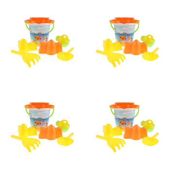 4x 7pc Razoo Kids and Childrens Beach Sand Bucket Set 17x16cm Assorted