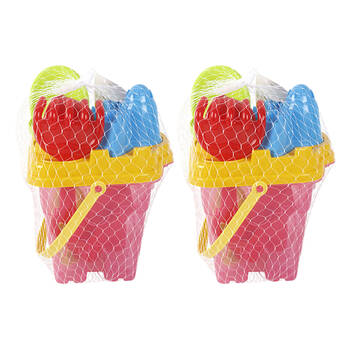 2x 8pc Razoo Kids and Childrens Beach Sand Bucket Set 20x18x20cm Assorted