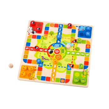 Tooky Toy 2 In 1 Wooden Board Game - Ludo, Snakes And Ladders