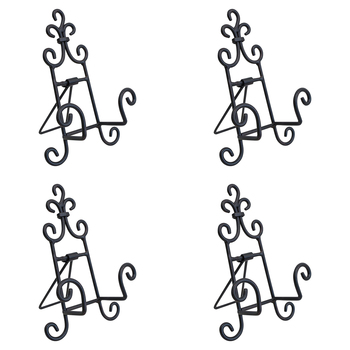 4PK LVD Curlz Metal 11x15cm Plate Stand Dark Small - Black