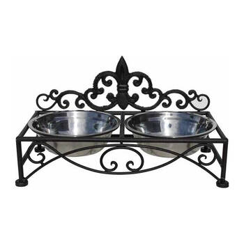 LVD Metal Decorative Fido Raised Dog Feeding Bowls 20x35x19 cm Black