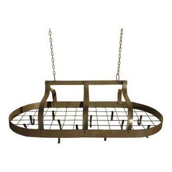 LVD Metal 94cm Cresta Dark Pot Rack Hanging Oval Cookware Stand - Brown