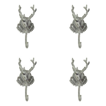 4PK LVD Metal Decorative Hook Antique Deer Home Decor 22cm - White