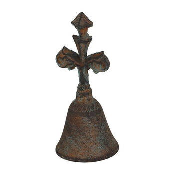 LVD Vintage Religious Bell Croix Home Decoration 7x7x17 cm Dark Metal