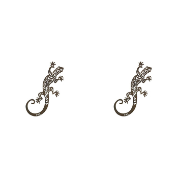 2PK LVD Metal Wall Art Gecko Ornament Home/Garden Decor Brown
