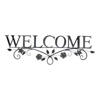 LVD Metal 72cm Welcome Sign Flowers Door/Wall Hanger Decor
