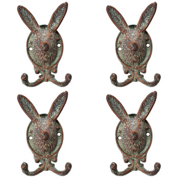 4PK LVD Metal Decorative Hook Rabbit Home Decor 14cm - Brown
