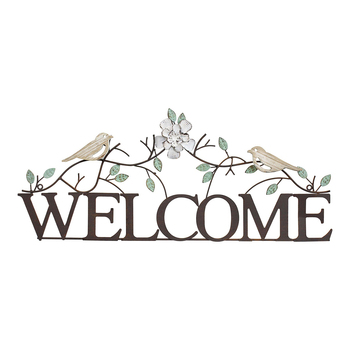 LVD Metal 66cm Welcome Sign Birds Door Hanger Home/Office Decor