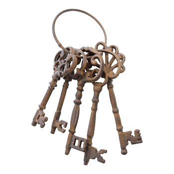 LVD Hanging 29cm Metal Medley Rust Keys Garden Ornament - Brown