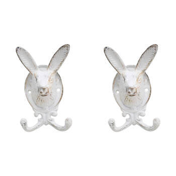 2PK LVD Rabbit Hook/Hanger Wall Mounted 8.5x14cm - White