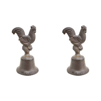 2PK LVD Bell Rooster Vintage Table/Desk Display 8x16cm - Brown
