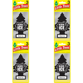 4PK Little Tree 3 Pack Black Ice Car Air Freshener Long-Lasting Scent 12x4cm