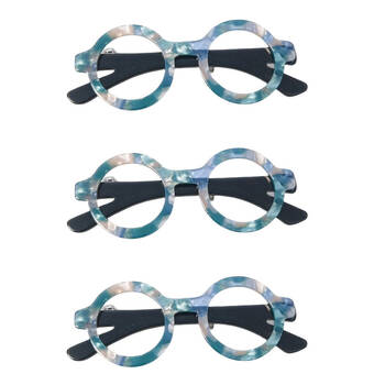 3PK Urban Resin Iris Glasses Brooch Pin Clip Women's Accessory Blue/Black