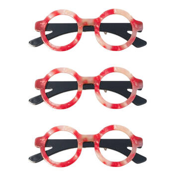 3PK Urban Resin Iris Glasses Brooch Pin Clip Women's Accessory Red/Black