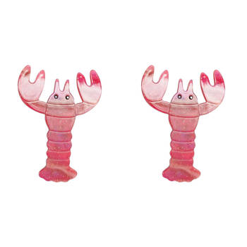 2PK Urban Resin Iris Lobster Brooch Pin Clip Women's Accessory Red