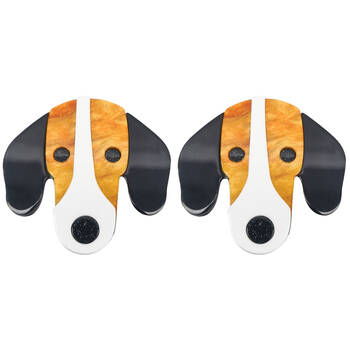 2PK Urban Resin Iris Dog Head Brooch Pin Clip Women's Accessory Brown/White