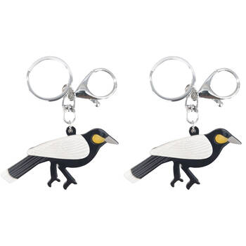 2PK Urban Resin/Metal Iris Magpie Keyring Bag Charm Accessory Black