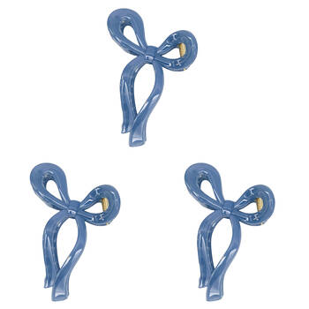 3PK Urban Acrylic Large Bow Claw Clip Women's Hair Accessory 16cm Blue