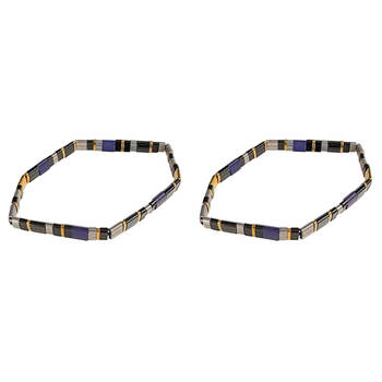 2PK Urban Acrylic Journey Stretch Bracelet Women's Jewellery 16cm Midnight/Blue