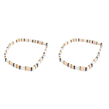 2PK Urban Acrylic Journey Stretch Bracelet Women's Jewellery 16cm Black/White