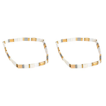 2PK Urban Acrylic Journey Stretch Bracelet Women's Jewellery 16cm Amber/Cream