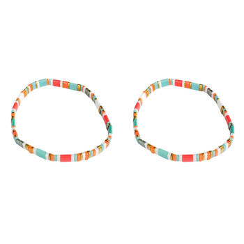 2PK Urban Acrylic Journey Stretch Bracelet Jewellery 16cm Turquoise/Orange