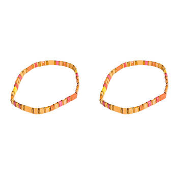 2PK Urban Acrylic Journey Stretch Bracelet Women's Jewellery 16cm Yellow/Mustard