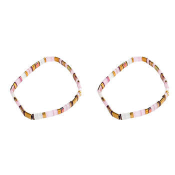 2PK Urban Acrylic Journey Stretch Bracelet Women's Jewellery 16cm Mauve/Gold