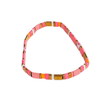 Urban Acrylic Journey Stretch Bracelet Women's Jewellery 16cm Watermelon/Gold