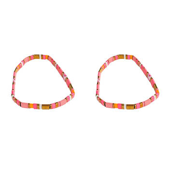 2PK Urban Acrylic Journey Stretch Bracelet Jewellery 16cm Watermelon/Gold