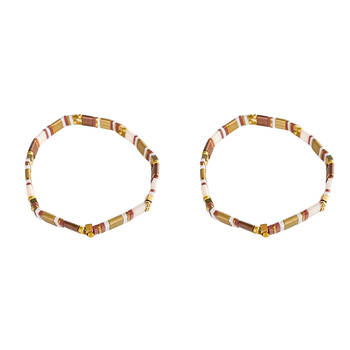 2PK Urban Acrylic Journey Stretch Bracelet Women's Jewellery 16cm Bronze/Gold