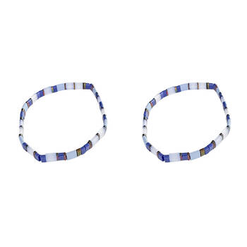 2PK Urban Acrylic Journey Stretch Bracelet Women's Jewellery 16cm Blue/Gold