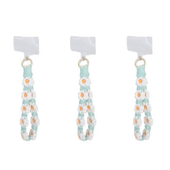 3PK Urban Daisy Universal Phone Wrist Strap Cord Accessory Aqua/White