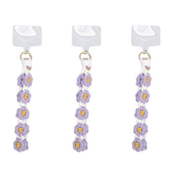 3PK Urban Daisy Universal Phone Wrist Strap Cord Accessory Purple/White