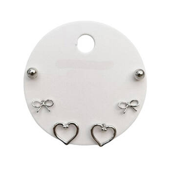 6pc Urban Petite Heart Stud Earrings Trio Set Women's Jewellery Silver