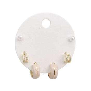 6pc Urban Petite Enamel Earrings Trio Set Women's Jewellery Pink/Gold