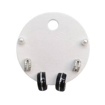 6pc Urban Petite Enamel Earrings Trio Set Women's Jewellery Black/Silver