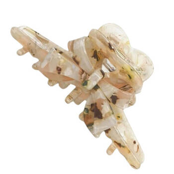 Urban Acrylic Marble Bow Claw Clip Women's Hair Accessory Green/Beige