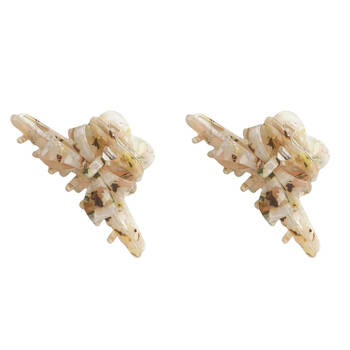 2PK Urban Acrylic Marble Bow Claw Clip Women's Hair Accessory Green/Beige