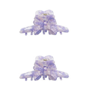 2PK Urban Acrylic Marble Bow Claw Clip Women's Hair Accessory Purple/Cream