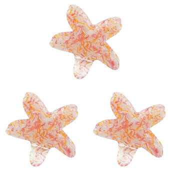 3PK Urban Acrylic Starfish Shaped Claw Clip Women's Hair Accessory Pink