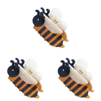 3PK Urban Acrylic Bumble Bee Claw Clip Women's Hair Accessory Yellow/Black