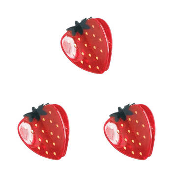 3PK Urban Acrylic Strawberry Claw Clip Women's Hair Accessory Red/Green