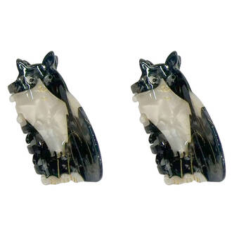 2PK Urban Acrylic Side Eye Cat Claw Clip Women's Hair Accessory Black//White