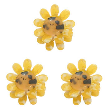 3PK Urban Acrylic Sunflower Claw Clip Women's Hair Accessory Orange