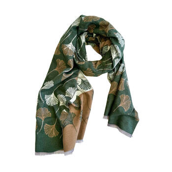 Urban Gingko Leaf Scarf Womens Fashion Neck Wrap - Green
