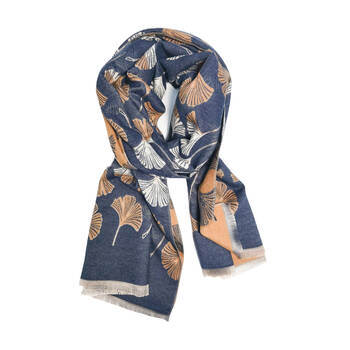 Urban Gingko Leaf Scarf Womens Fashion Neck Wrap - Blue