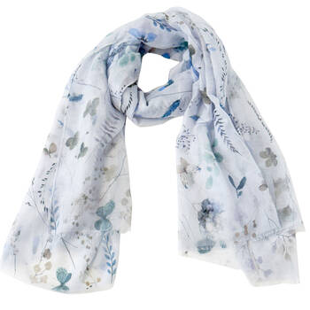 Urban Meadows Silk-Feel Scarf Women's Accessory 90x180cm Blue/Green